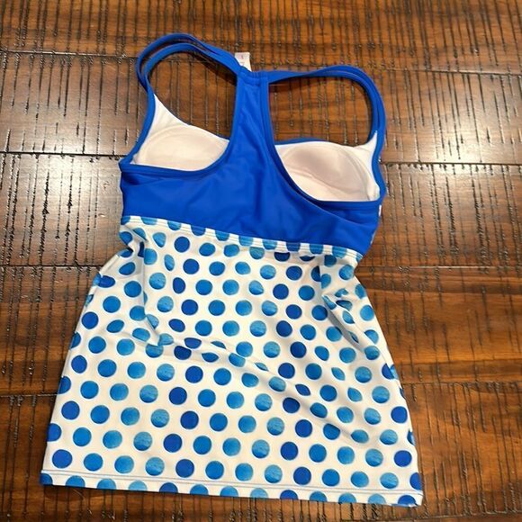Lime ricki blue polka dot tankini top S - Picture 4 of 4